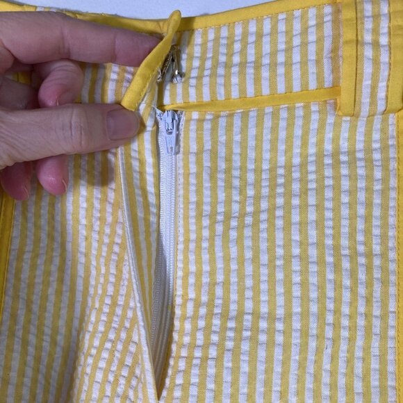 Womens Vintage Spenser Jeremy Seer Sucker Lined Pants Yellow White Stripe 8 - Picture 5 of 8